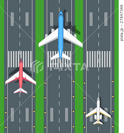 Set of Aviation Vector Airplanes on Runways 27847366