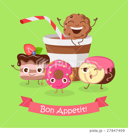 Bon Appetit. Funny Cartoon Characters Banner. 27847409