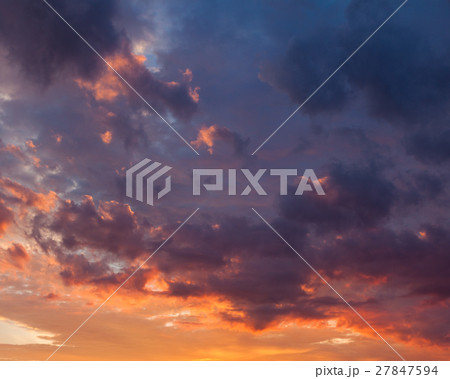 Fiery vivid sunset sky clouds 27847594