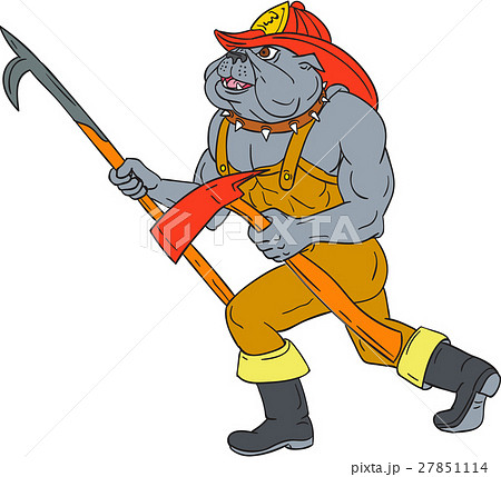 Bulldog Firefighter Pike Pole Fire Axe Drawing 27851114