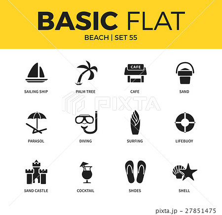 Basic set of beach icons 27851475