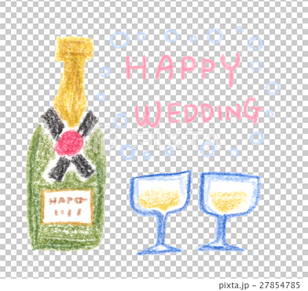 シャンパンボトルとグラスのメッセージカード 27854785