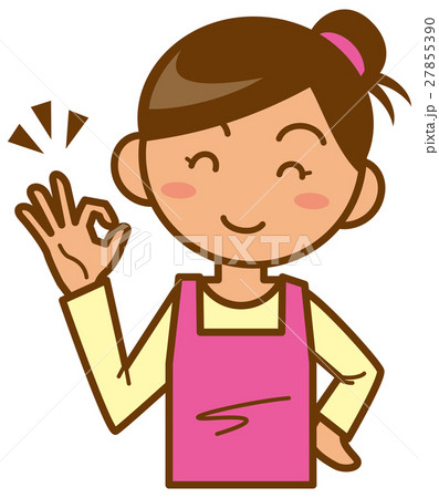 主婦　上半身　OKをするイメージイラスト 27855390