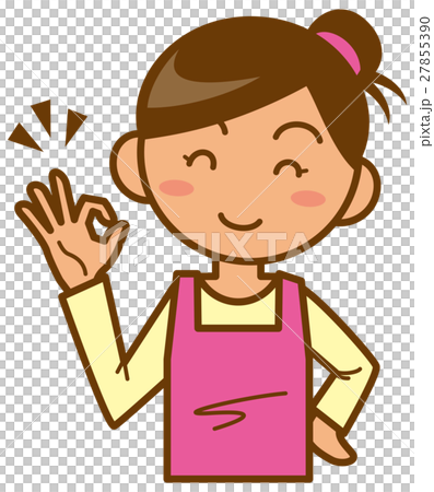 主婦　上半身　OKをするイメージイラスト 27855390