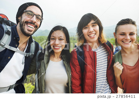 Diverse Friends Posing Outdoors Concept Diverse Friends Posing Outdoors Concept 27856411