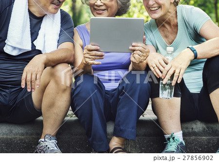 Senior Group Friends Exercise Relax Concept 27856902