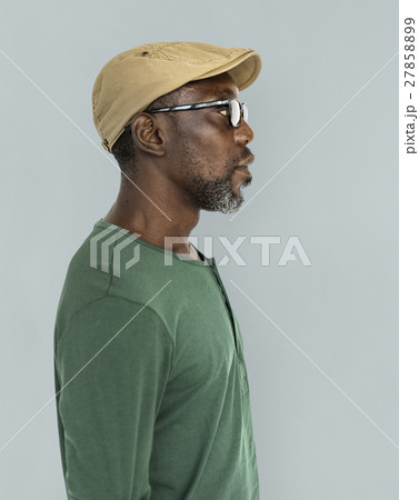 Retro Old-Fashion Casual Senior African Man Concept 27858899
