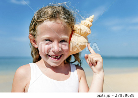 Girl Adolescence Child Shell Summer Happiness Concept 27859639