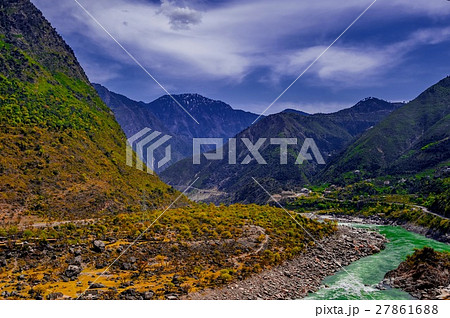 aerial view to Indus river and valley, Karakoram, aerial view to Indus river and valley, Karakoram, 27861688
