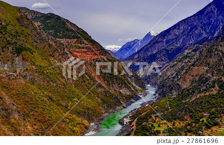 aerial view to Indus river and valley, Karakoram, aerial view to Indus river and valley, Karakoram, 27861696