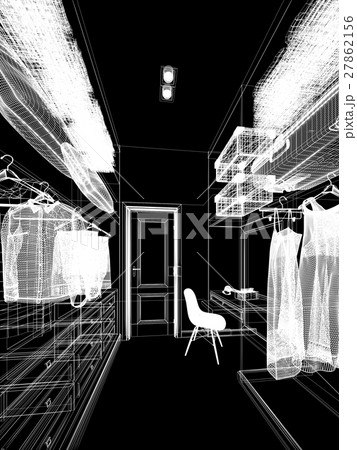 abstract sketch design of interior walk-in closet  27862156
