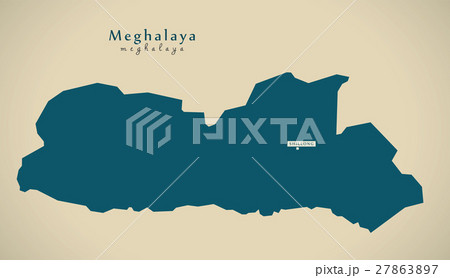 Modern Map - Meghalaya IN India federal state Modern Map - Meghalaya IN India federal state 27863897