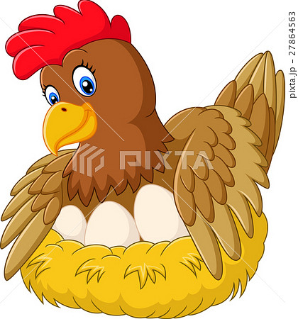 Cute hen brooding her egg 27864563