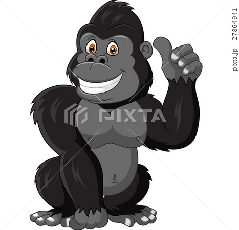 Cartoon Funny Gorilla Giving Thumb Upのイラスト素材