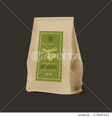 Brown Paper Food Bag Package Of Coffee. Vector Brown Paper Food Bag Package Of Coffee. Vector 27866392