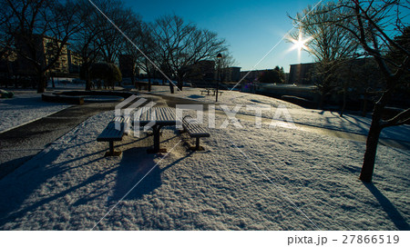 雪の朝とベンチ 雪の朝とベンチ 27866519