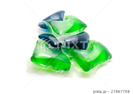 Gel laundry capsules detergent isolated on white. 27867708