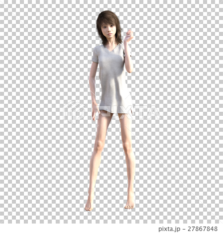 ポーズする綺麗な脚の女性　perming3DCGイラスト素材 27867848