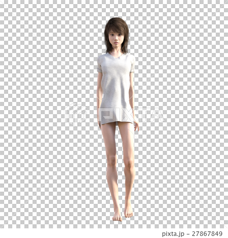 ポーズする綺麗な脚の女性　perming3DCGイラスト素材 27867849