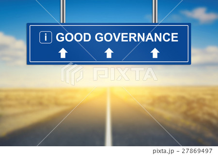 good governance words on blue road sign 27869497
