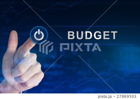 business hand clicking budget button business hand clicking budget button 27869503