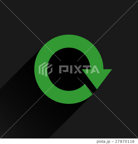 Flat green arrow icon rotation, reset, repeat sign 27870116