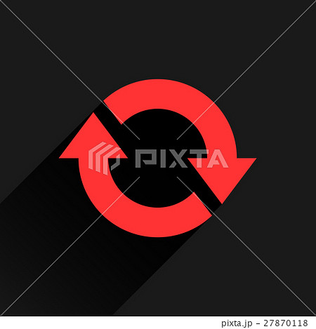 Flat red arrow icon rotation, reset, repeat sign 27870118
