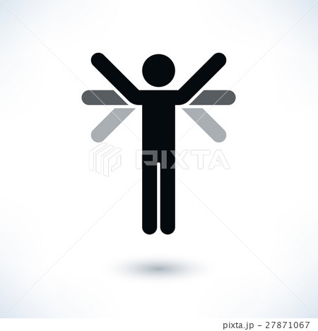 Logotype people gray man figure with many hands 27871067