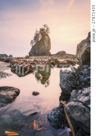 sea stack in sunset time,olympic np,usa. 27871435