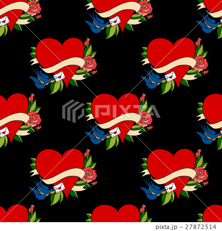 Seamless pattern in old school tattoo style. 27872514
