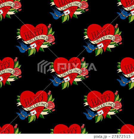 Seamless pattern in old school tattoo style. 27872515