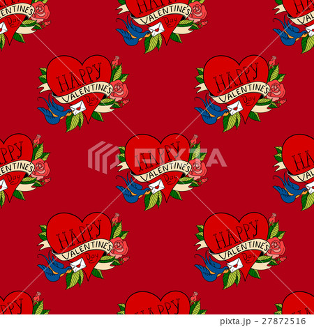 Seamless pattern in old school tattoo style. 27872516