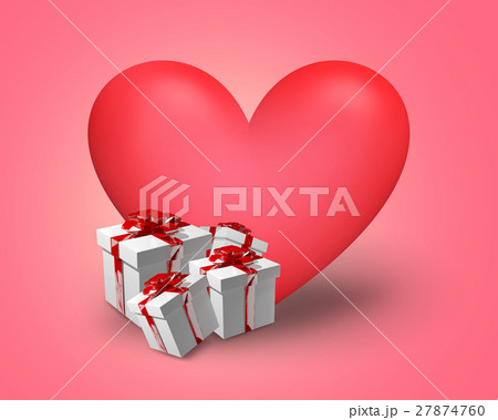 gifts and heart 3d render gifts and heart 3d render 27874760