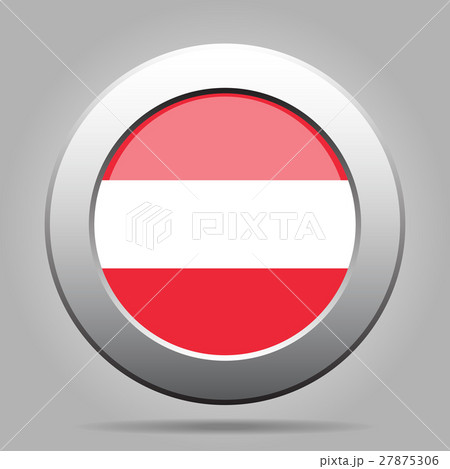 Flag of Austria. Shiny metal gray round button. 27875306