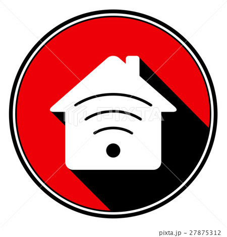 red round, shadow - white house with signal icon red round, shadow - white house with signal icon 27875312