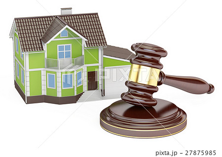House with gavel, auction concept, 3D rendering 27875985