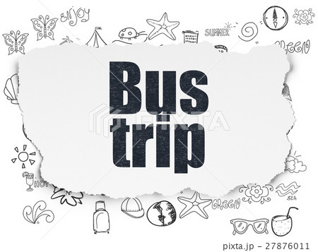 Tourism concept: Bus Trip on Torn Paper background Tourism concept: Bus Trip on Torn Paper background 27876011