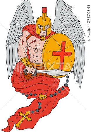 Spartan Warrior Angel Sword Rosary Drawing Spartan Warrior Angel Sword Rosary Drawing 27876345
