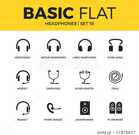 Basic set of Headphones icons 27876657