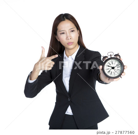 businesswoman with clock businesswoman with clock 27877560