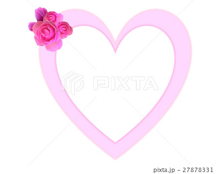 バレンタインデーイメージ ピンクのハートフレーム イラストと写真のイラスト素材