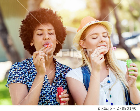 Two women friends in park 27880140