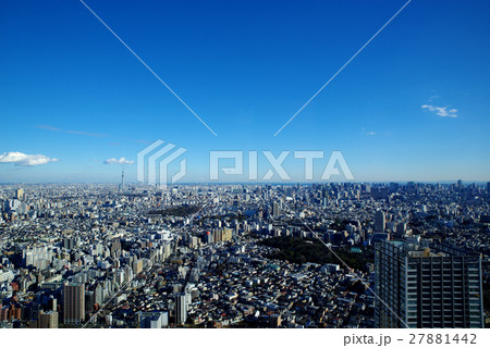 冬晴れの東京上空 東部 俯瞰 広角 b 冬晴れの東京上空 東部 俯瞰 広角 b 27881442