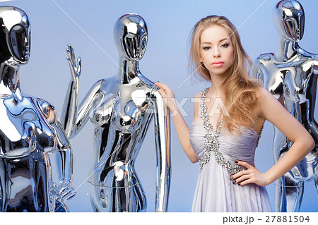portrait of beautiful blond woman in elegant portrait of beautiful blond woman in elegant 27881504