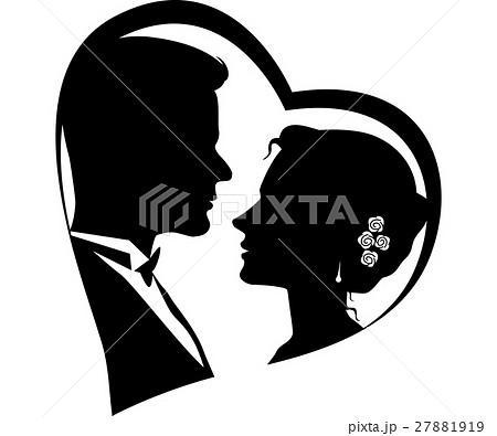 Silhouettes Of Loving Coupleのイラスト素材