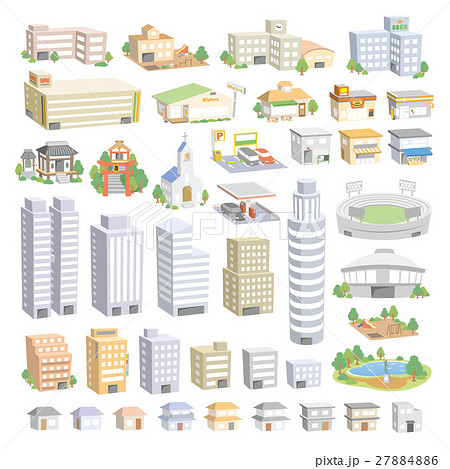 イラストマップ用建物パーツのイラスト素材 2746