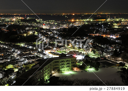 大雪の鷹取山 展望台からの夜景 27884919