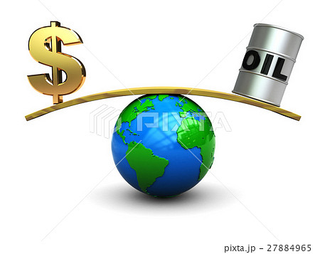 dollar and oil on scale 27884965