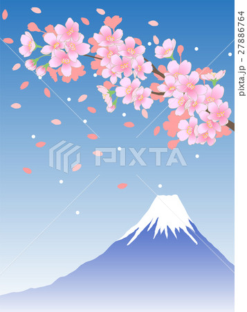 桜と富士山のイラスト素材