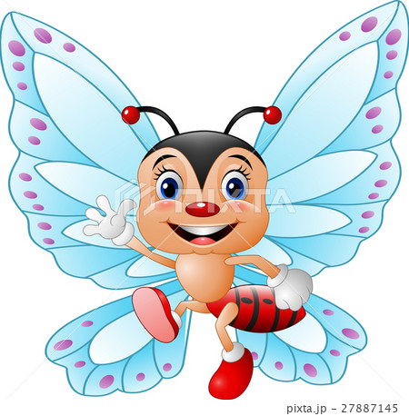 Cartoon funny butterfly waving hand Cartoon funny butterfly waving hand 27887145